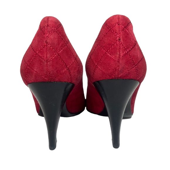 BALDININI Quilted Shoes Pumps Heels Size 6.5 / 37 Red Leather Sole Made in Italy - Picture 5 of 13